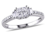 1/2 Carat (ctw G-H, I2-I3) Princess Cut Diamond Engagement Ring 10K White Gold